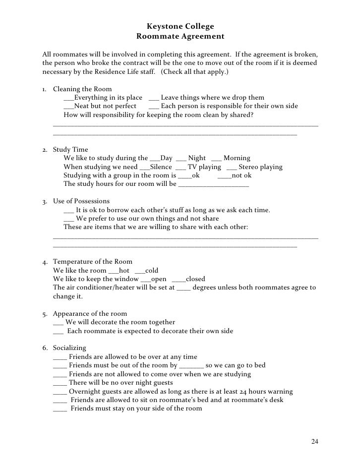 college roommate agreements