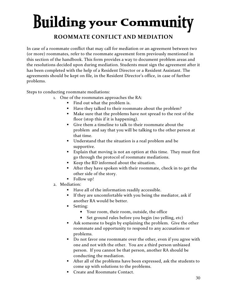 college roommate agreements