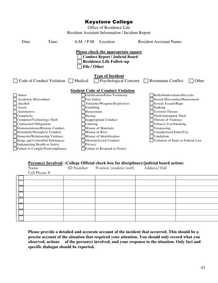 ra manual 2009 ra incident report