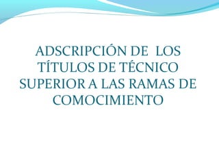 Ramas de Conocimiento Materias de Modalidad y Grados