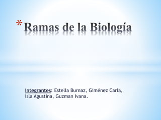 Integrantes: Estella Burnaz, Giménez Carla,
Isla Agustina, Guzman Ivana.
*
 