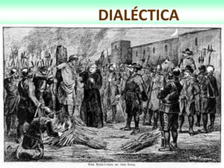 DIALÉCTICA
Esto suena muy bien, pero muchas veces, nuestras discusiones no se
dan en estos términos, por lo regular, cada quien defiende sus
intereses y puntos de vista, incluso con el afán de satisfacer su ego e
imponer su visión de las cosas, la manera en que discutimos muchas
veces tiene que ver con nuestros afectos, nuestras filias, nuestras
fobias.
 