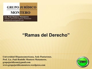 “Ramas del Derecho”



Universidad Hispanoamericana, Sede Puntarenas.
Prof. Lic. Paúl Rodolfo Montero Matamoros.
grupojuridicom@gmail.com
www.grupojuridicomontero.wordpress.com
 