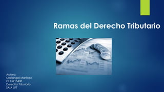 Ramas del Derecho Tributario
Autora:
Mariangel Martínez
CI 15215408
Derecho Tributario
SAIA UFT
 