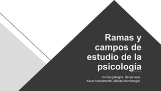 Ramas y
campos de
estudio de la
psicología
Bruno gallegos, Benja leiva
Kevin bustamante, Matias montenegro
 