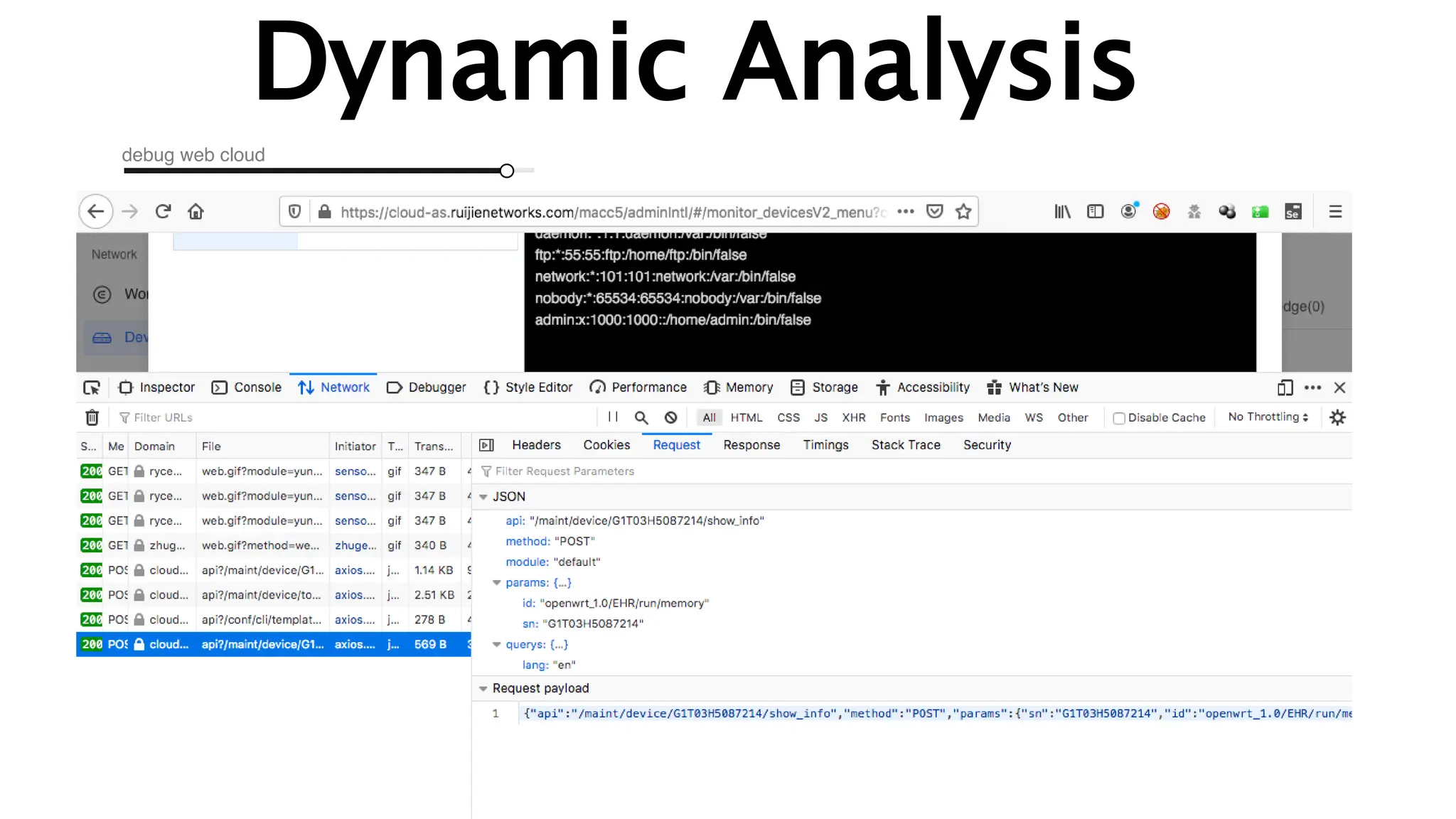 debug web cloud
Dynamic Analysis
 