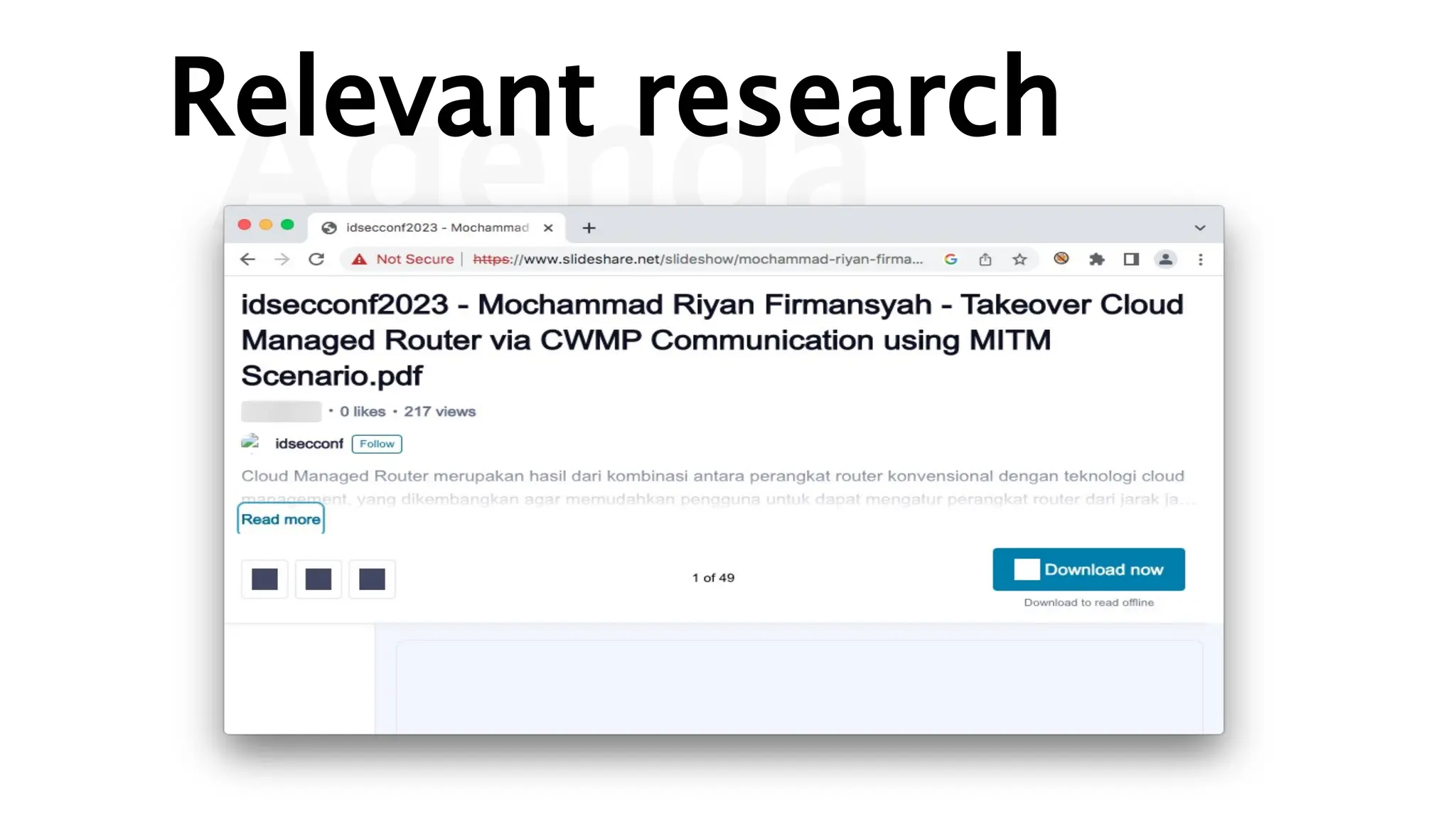 Agenda
Relevant research
 