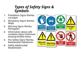 Rambu-rambu Keselamatan kerja di lokasi kerja | PPTX