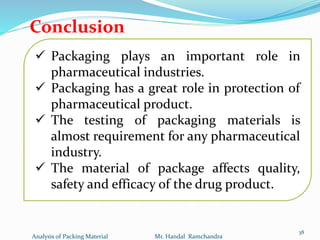 Ramchandra ipqc of packaging material | PPTX