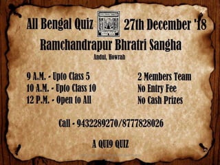 A Quiz by Qui9 & Ramchandrapur Bhatri
Sangha
 