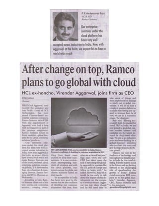 'Ramco Plans To Go Global With Cloud'