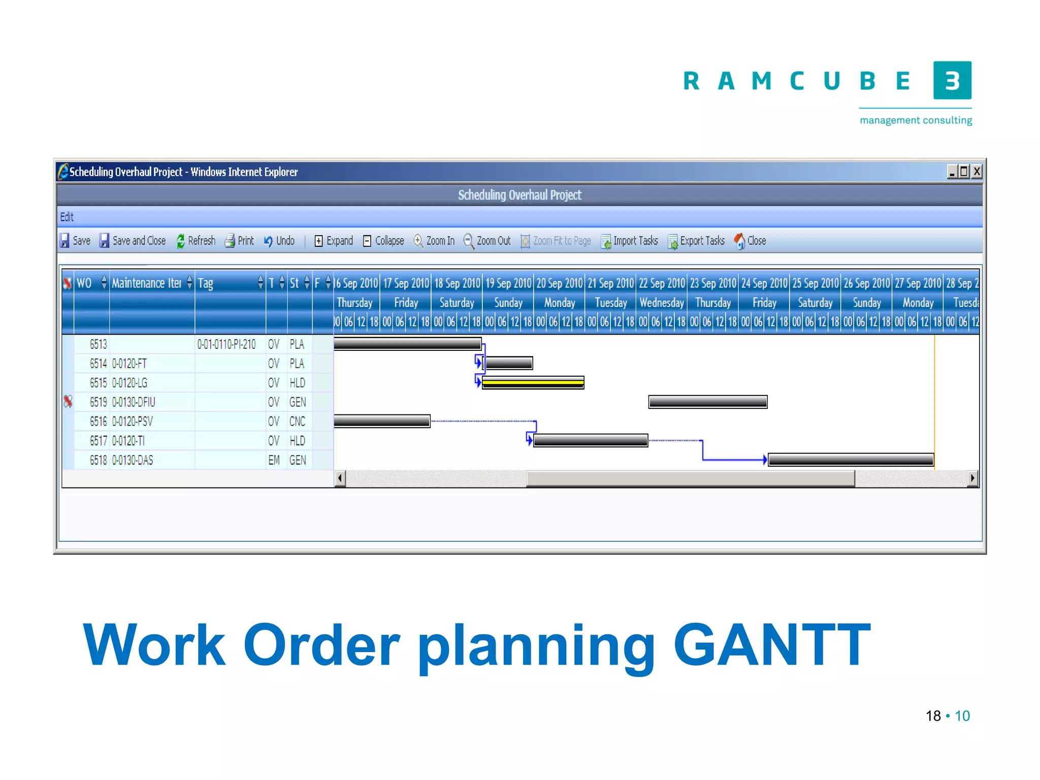 18 • 10
Work Order planning GANTT
 