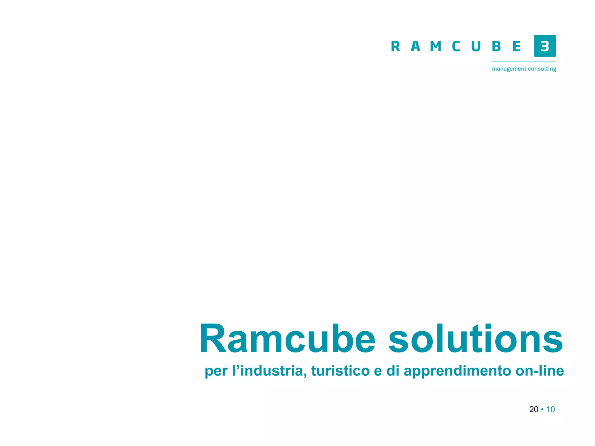 20 • 10
Ramcube solutions
per l’industria, turistico e di apprendimento on-line
 
