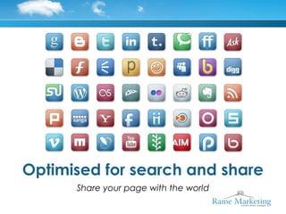 Optimised for search and share
      Share your page with the world
 