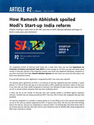 Ramesh Mesh Ramesh abhishek a complete non starter for startup india | PDF