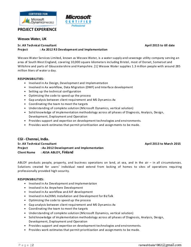 dynamics ax resume