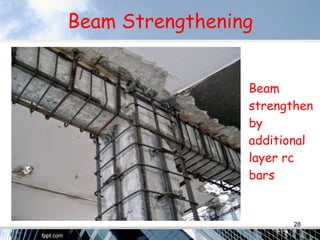 Beam Strengthening
Beam
strengthen
by
additional
layer rc
bars
28
 