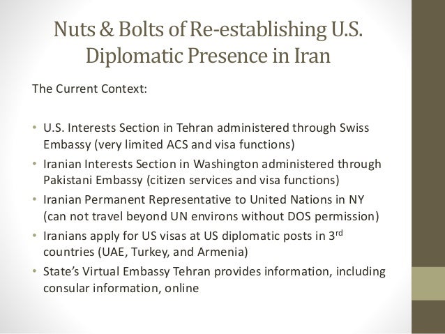 Nuts & Bolts of Re-establishing U.S.
Diplomatic Presence in Iran
The Current Context:
• U.S. Interests Section in Tehran a...