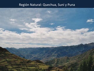 Región Natural: Quechua, Suni y Puna
 