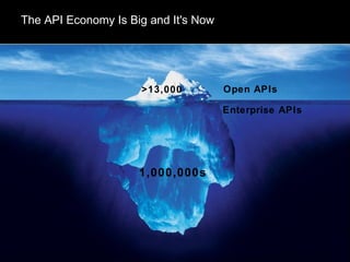 The API Economy Is Big and It's Now
1,000,000s
>13,000 Open APIs
Enterprise APIs
 