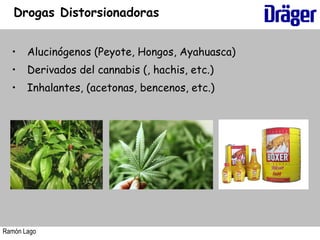 Ramón Lago
• Alucinógenos (Peyote, Hongos, Ayahuasca)
• Derivados del cannabis (, hachis, etc.)
• Inhalantes, (acetonas, bencenos, etc.)
Drogas Distorsionadoras
 