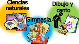 Ciencias
naturales
Dibujo y
canto
Gimnasia