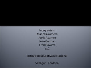 Integrantes : Maricela romero Jesús Agamez Juan German Fred Navarro 11C Institucion Educativa El Nacional  Sahagún- Córdoba  Trabajo de tecnología Entregado a: Lic. Eleucy fuentes Plano inclinado (rampa-cuña)  