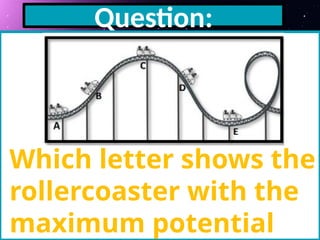 Question:
Which letter shows the
rollercoaster with the
maximum potential
 