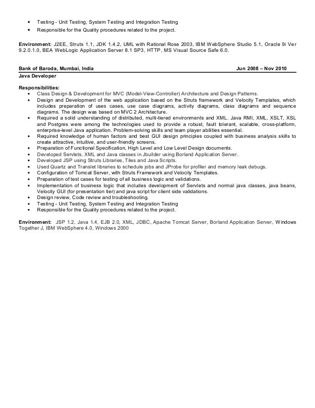 j2ee jsp resume