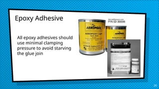 Epoxy Adhesive
20
All epoxy adhesives should
use minimal clamping
pressure to avoid starving
the glue join
 