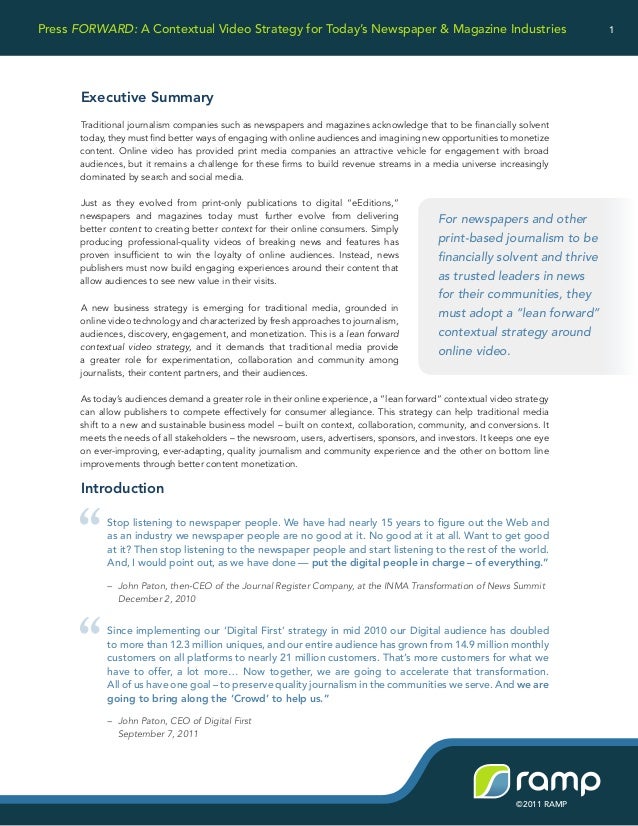 press forward video technology for newspapers and magazines