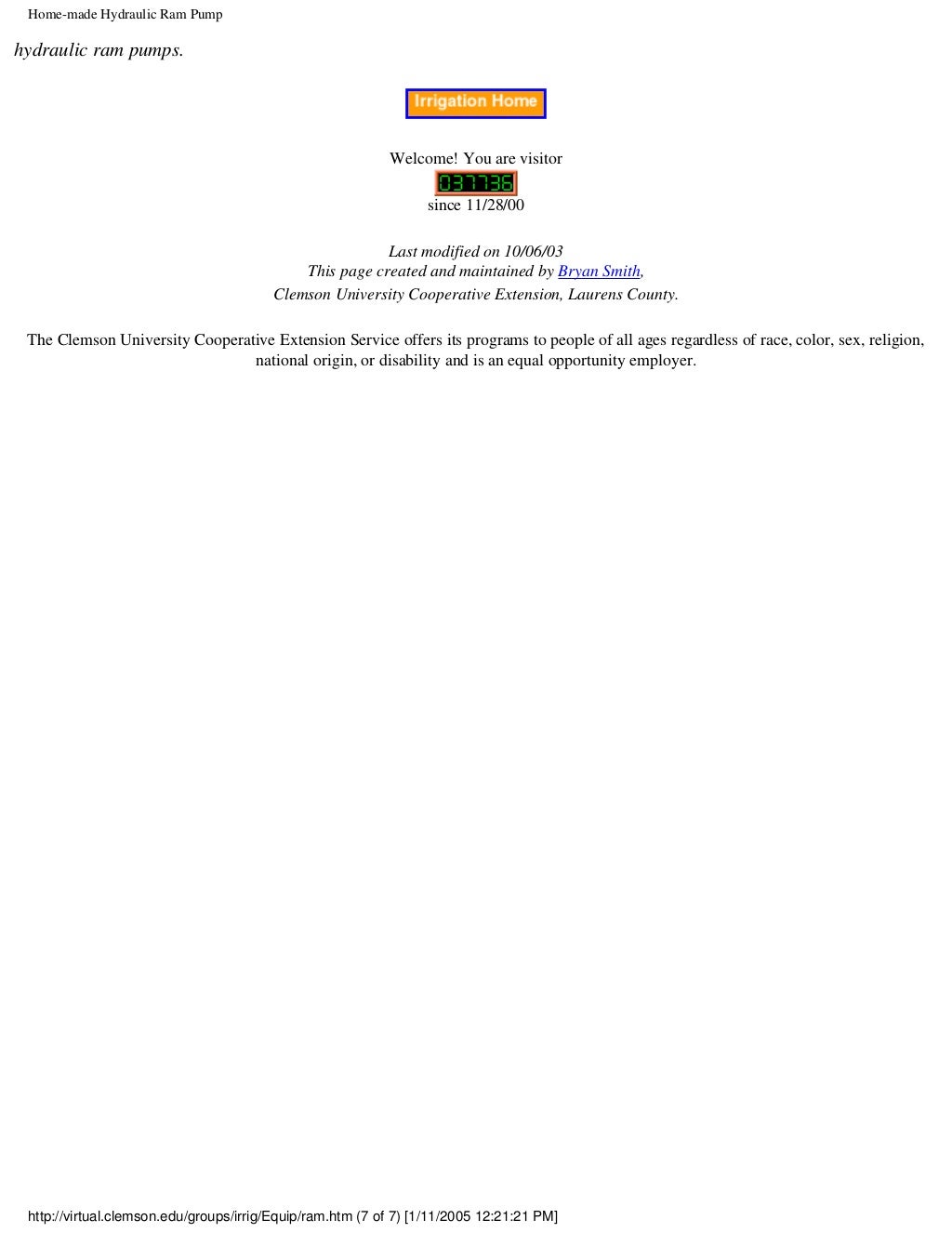 HomeMade Hydraulic Ram Pump Clemson University