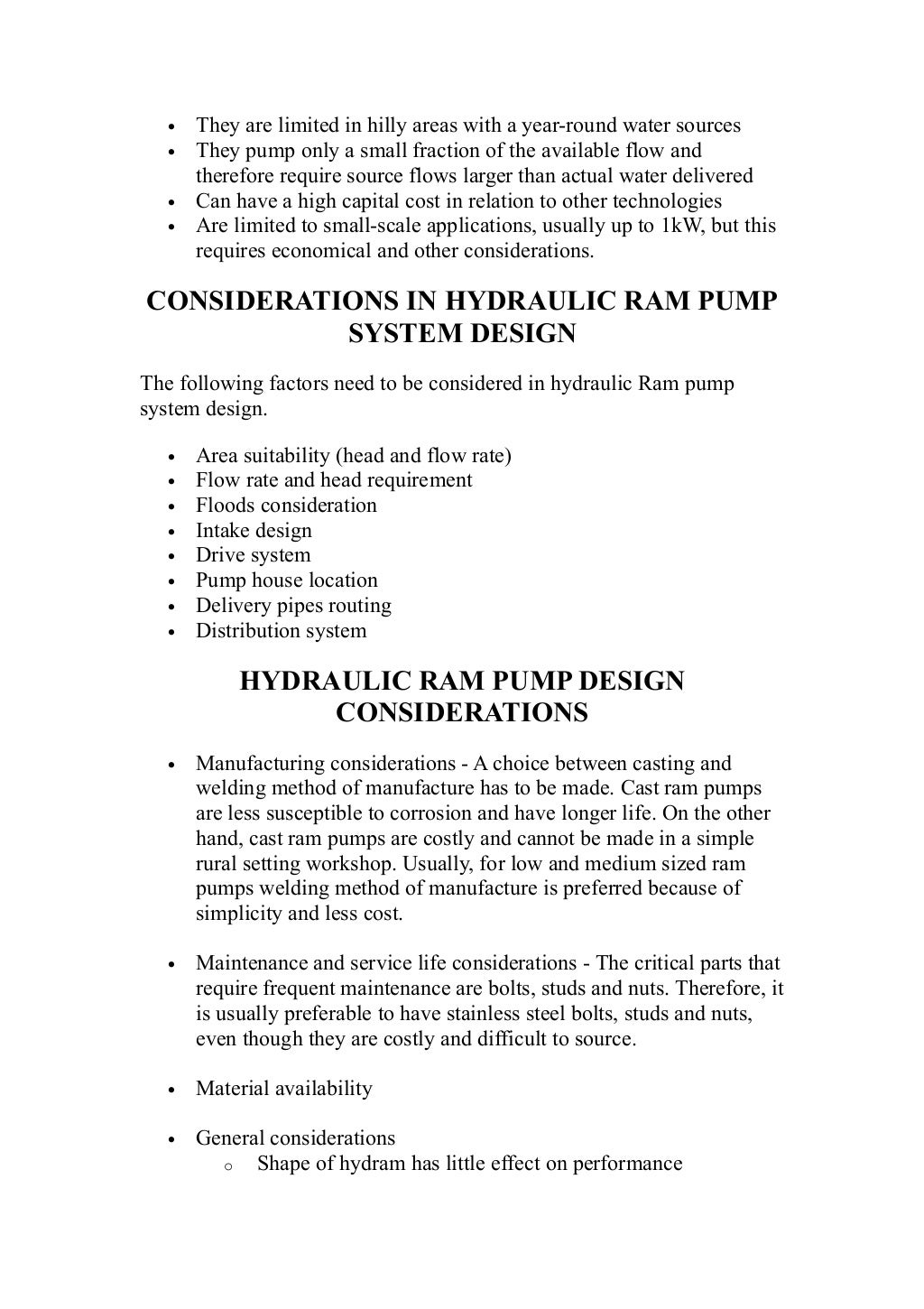 Hydraulic Ram Pump MiniProject Report Agriculture and Rural Develo…