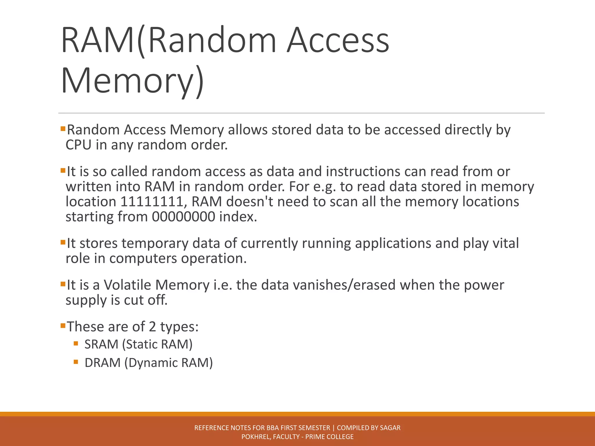 Primary Memory: RAM, ROM and their Types | PDF