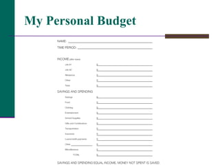 My Personal Budget 
