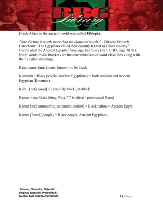 Keme Ramses, Cleopatra, Nefertiti| Original Egyptians Were Black? | PDF
