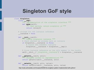 What is a design pattern? Wikipedia: In software engineering, a design pattern is a general reusable solution to a commonly occurring problem within a given context in software design. A design pattern is not a finished design that can be transformed directly into code. 