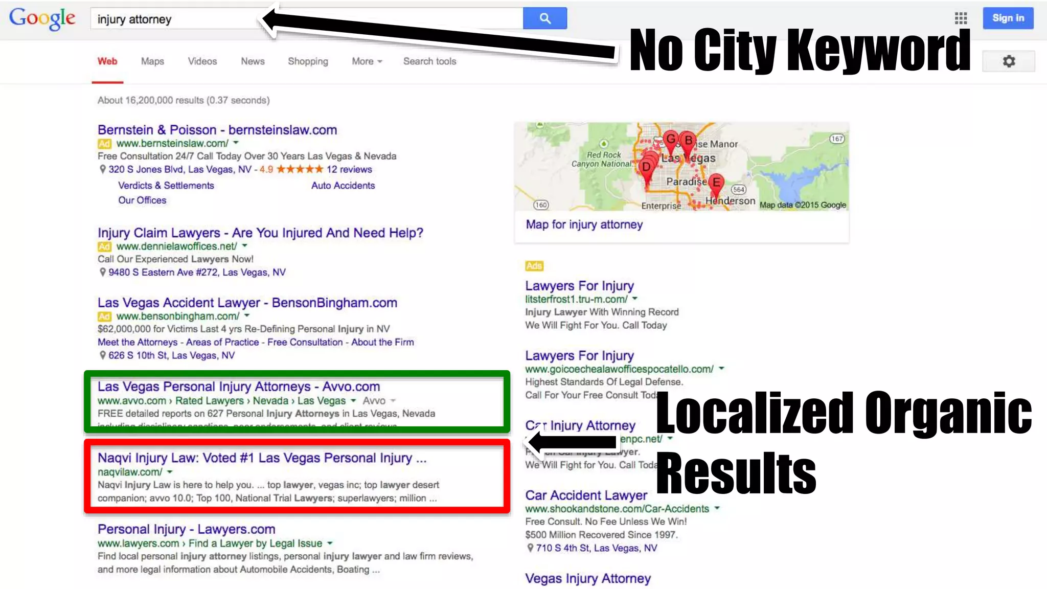 No City Keyword
Localized Organic
Results
 