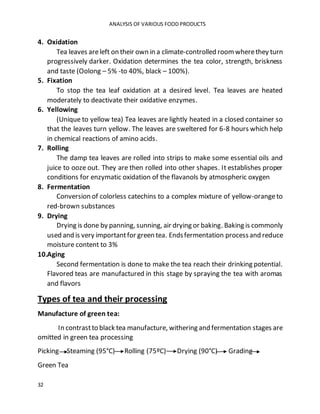 Tea Analysis Example Analysis of various food | DOCX