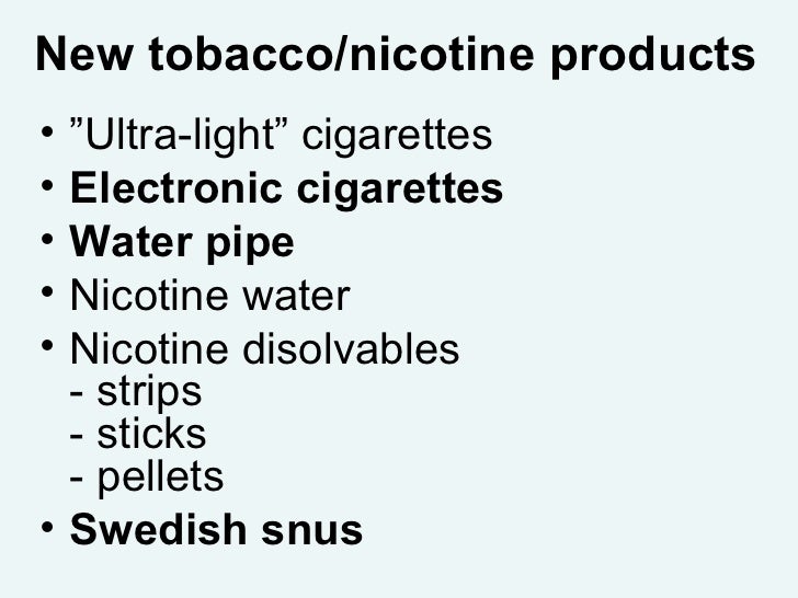 Characteristics of new tobacco products emerging on the tobacco marke…