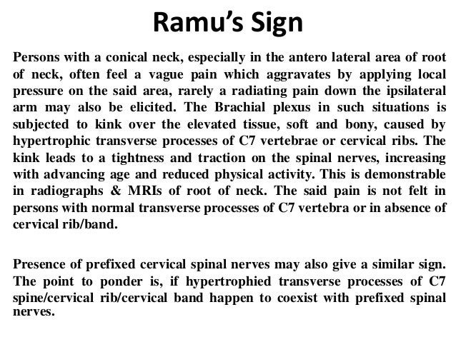 Ramu S Sign Brachialgia Adson S Test C7 Transverse Process Hypert