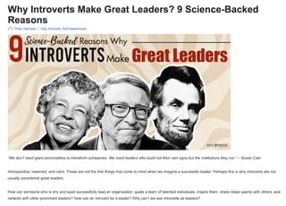 Why Introverts Make Great Leaders? 9 Science-Backed Reasons
