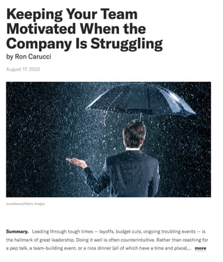 Keeping Your Team Motivated When the Company Is Struggling 