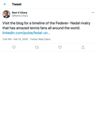 Visit the blog for a timeline of the Federer- Nadal rivalry that has