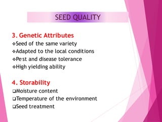 Quality Seed Production in Agriculture