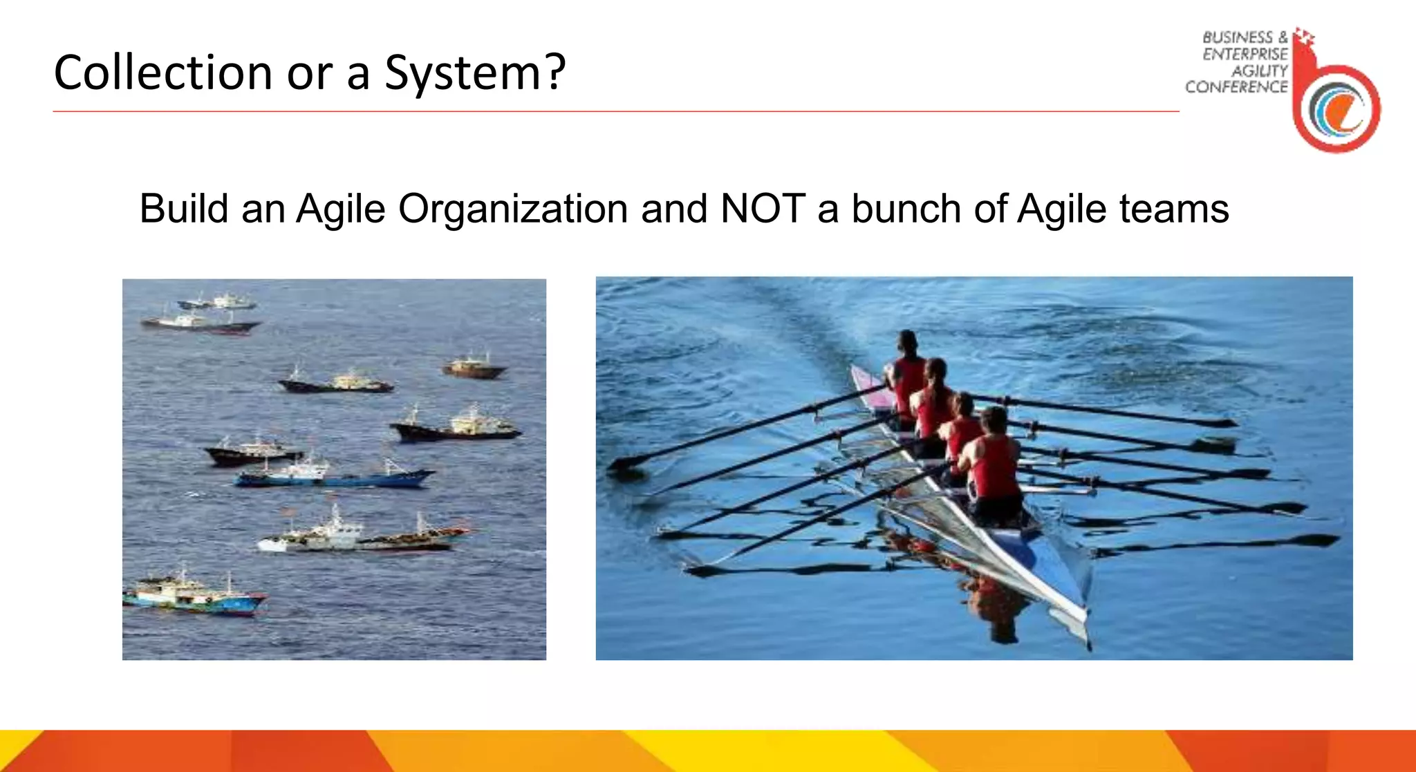 Collection or a System?
Build an Agile Organization and NOT a bunch of Agile teams
 
