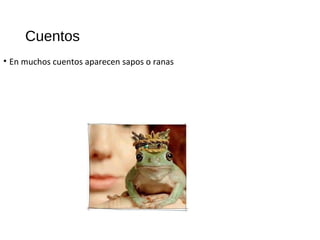 Cuentos
• En muchos cuentos aparecen sapos o ranas
 