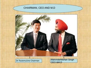 CHAIRMAN, CEO AND M.D
Dr.TsutomuUne Chairman MalvinderMohan Singh
CEO &M.D
 