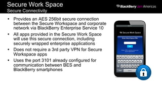 Secure Work Space
Secure Connectivity
  Provides an AES 256bit secure connection
between the Secure Workspace and corpor...