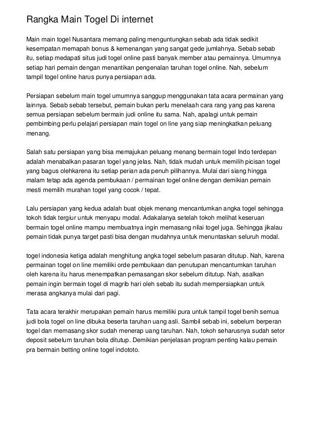 Togel Pagi Hari Ini
, Rangka Main Togel Di Internet